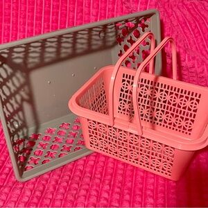 Coral and Gray Decorative Basket Set